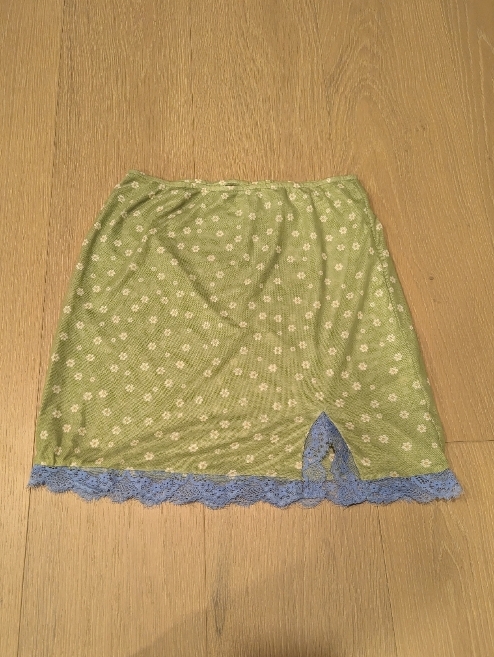 Princess Polly Green Daisy Mini Skirt Semi Sheer